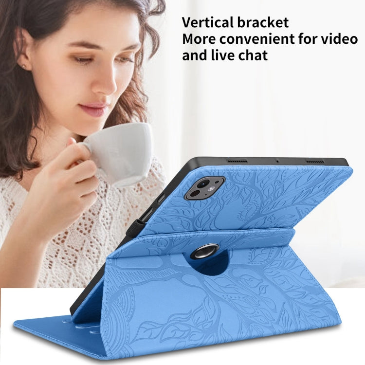 For iPad Pro 13 2024 Tree Life Embossed Rotation Leather Smart Tablet Case(Blue) - iPad Pro 13 2024 Cases by PMC TechLife | Online Shopping South Africa | PMC TechLife | Buy Now Pay Later Mobicred