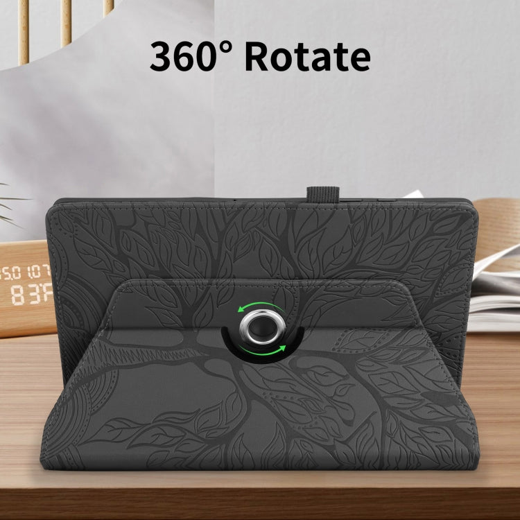 For Amazon Kindle Fire HD8 2022 / 2020 Tree Life Embossed Rotation Leather Tablet Case(Black) - Amazon by PMC TechLife | Online Shopping South Africa | PMC TechLife | Buy Now Pay Later Mobicred