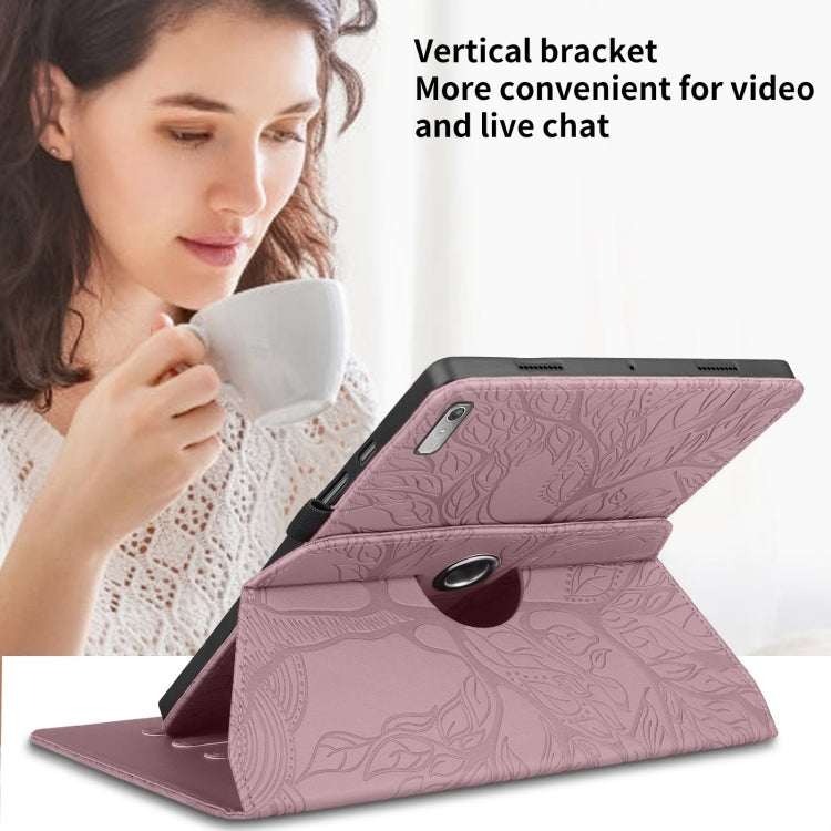 For Lenovo Xiaoxin Pad 11 2nd 2023 Tree Life Embossed Rotation Leather Tablet Case(Rose Gold) - Lenovo by PMC TechLife | Online Shopping South Africa | PMC TechLife | Buy Now Pay Later Mobicred