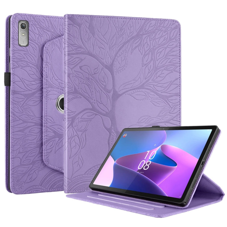 For Lenovo Xiaoxin Pad 11 2nd 2023 Tree Life Embossed Rotation Leather Tablet Case(Purple) - Lenovo by PMC TechLife | Online Shopping South Africa | PMC TechLife | Buy Now Pay Later Mobicred