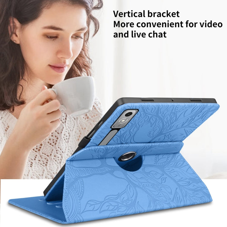 For Lenovo Tab P12 / Xiaoxin Pad Pro 12.7 Tree Life Embossed Rotation Leather Tablet Case(Blue) - Lenovo by PMC TechLife | Online Shopping South Africa | PMC TechLife | Buy Now Pay Later Mobicred