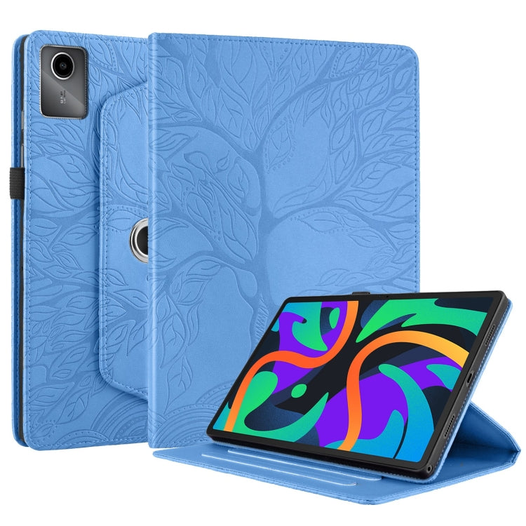 For Lenovo Tab M11 / Xiaoxin Pad 11 2024 Tree Life Embossed Rotation Leather Tablet Case(Blue) - Lenovo by PMC Jewellery | Online Shopping South Africa | PMC Jewellery | Buy Now Pay Later Mobicred