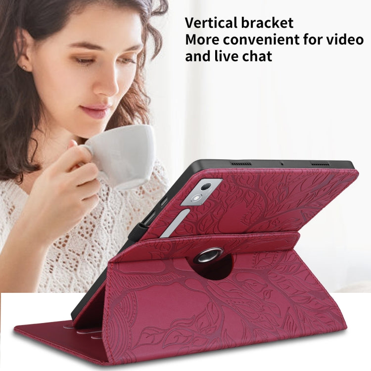 For Lenovo Tab P12 / Xiaoxin Pad Pro 12.7 2025 Tree Life Embossed Rotation Leather Tablet Case(Red) - Lenovo by PMC TechLife | Online Shopping South Africa | PMC TechLife | Buy Now Pay Later Mobicred