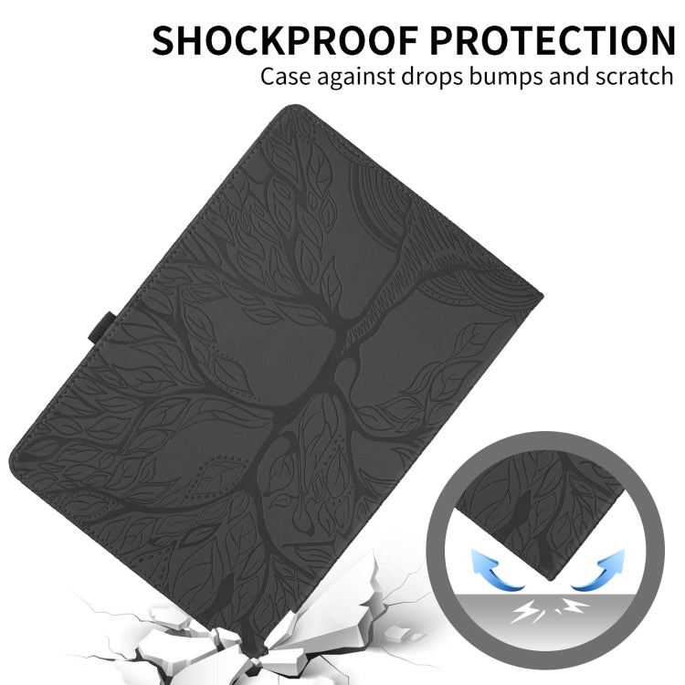 For Lenovo Tab P12 / Xiaoxin Pad Pro 12.7 2025 Tree Life Embossed Rotation Leather Tablet Case(Black) - Lenovo by PMC TechLife | Online Shopping South Africa | PMC TechLife | Buy Now Pay Later Mobicred