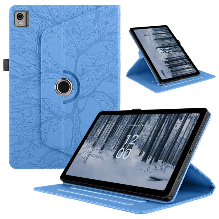 For Nokia T21 Tree Life Embossed Rotation Leather Tablet Case(Blue) - Nokia by PMC TechLife | Online Shopping South Africa | PMC TechLife | Buy Now Pay Later Mobicred