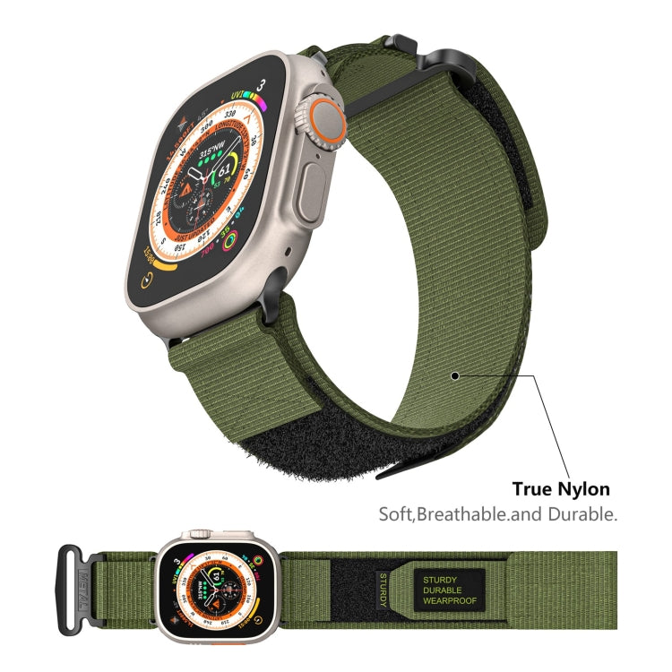 For Apple Watch Ultra 49mm AW Nylon Two-Section Watch Band(Army Green) - Watch Bands by PMC Jewellery | Online Shopping South Africa | PMC Jewellery | Buy Now Pay Later Mobicred