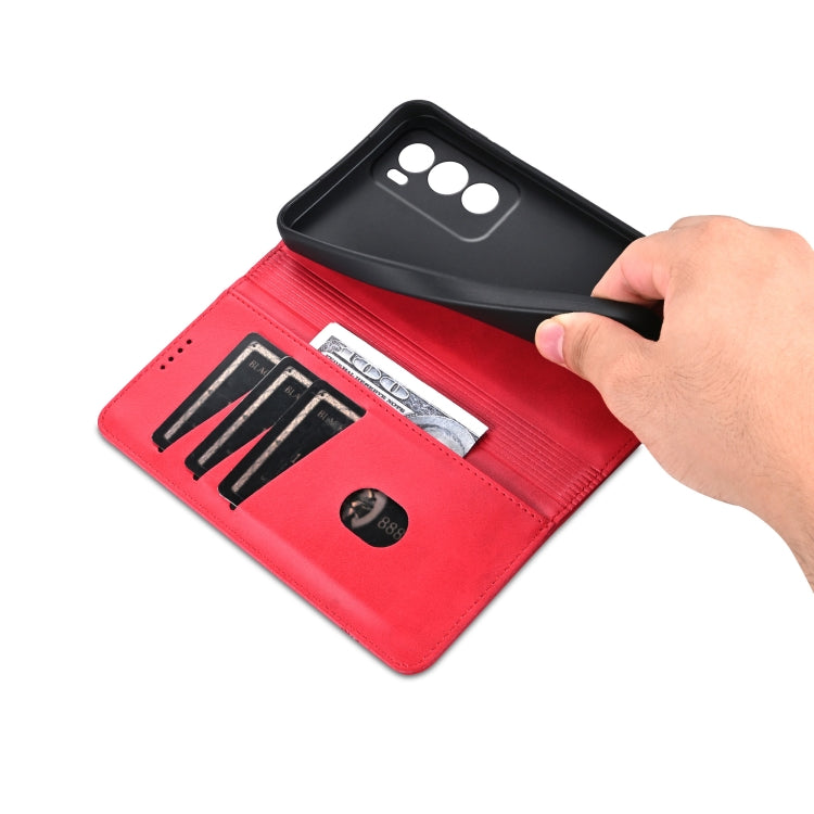 For OPPO Reno12 Pro Global AZNS Magnetic Calf Texture Flip Leather Phone Case(Red) - OPPO Cases by AZNS | Online Shopping South Africa | PMC Jewellery | Buy Now Pay Later Mobicred
