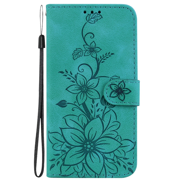 For Google Pixel 9 Pro Lily Embossed Leather Phone Case(Green) - Google Cases by PMC TechLife | Online Shopping South Africa | PMC TechLife | Buy Now Pay Later Mobicred