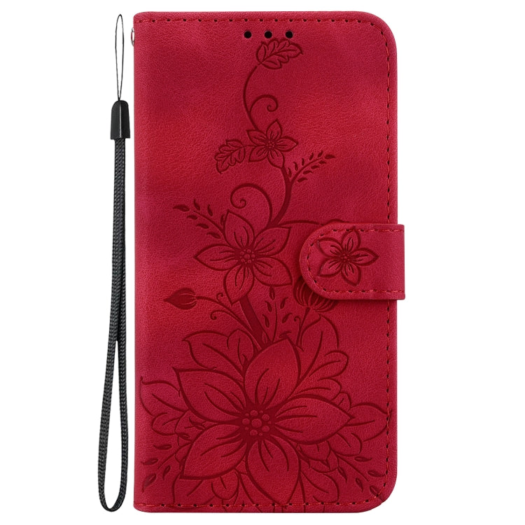 For Google Pixel 9 Pro Lily Embossed Leather Phone Case(Red) - Google Cases by PMC TechLife | Online Shopping South Africa | PMC TechLife | Buy Now Pay Later Mobicred