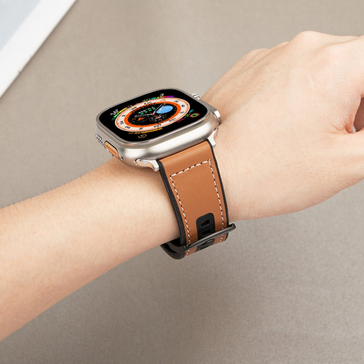 For Apple Watch Ultra 2 49mm Hybrid Leather Silicone Watch Band(Grey) - Watch Bands by PMC TechLife | Online Shopping South Africa | PMC TechLife | Buy Now Pay Later Mobicred