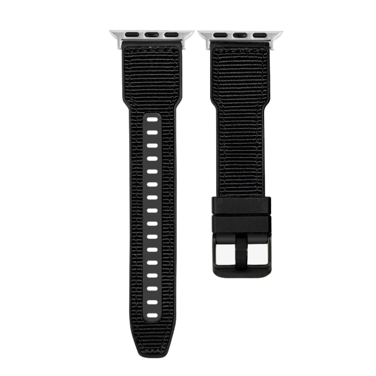 For Apple Watch Ultra 2 49mm Hybrid Braid Nylon Silicone Watch Band(Black) - Watch Bands by PMC Jewellery | Online Shopping South Africa | PMC Jewellery