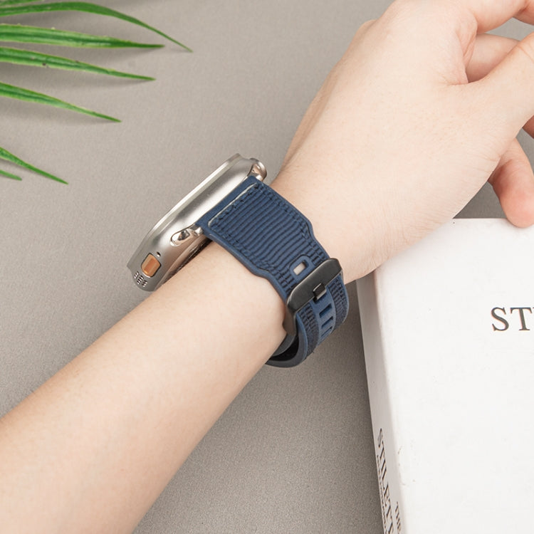For Apple Watch Series 9 41mm Hybrid Braid Nylon Silicone Watch Band(Black) - Watch Bands by PMC TechLife | Online Shopping South Africa | PMC TechLife