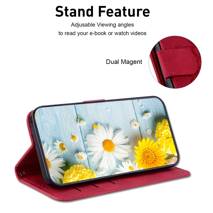 For iPhone 16 Pro Lily Embossed Leather Phone Case(Red) - iPhone 16 Pro Cases by PMC TechLife | Online Shopping South Africa | PMC TechLife | Buy Now Pay Later Mobicred