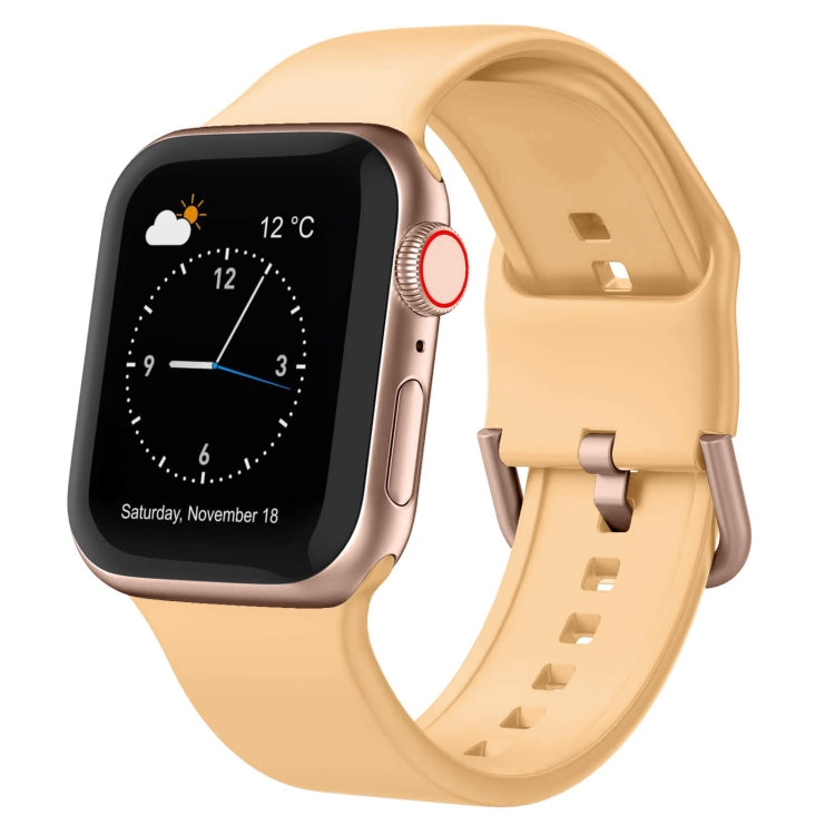 For Apple Watch SE 44mm Pin Buckle Silicone Watch Band(Light Orange) - free shipping - PMC TechLife - Order now!
