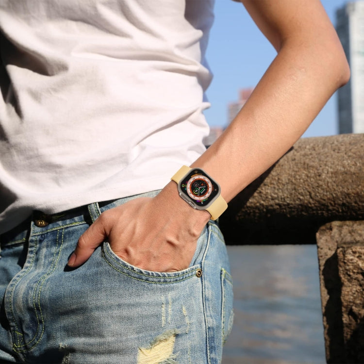 For Apple Watch 42mm Pin Buckle Silicone Watch Band(Light Orange) - free shipping - PMC TechLife - Order now!