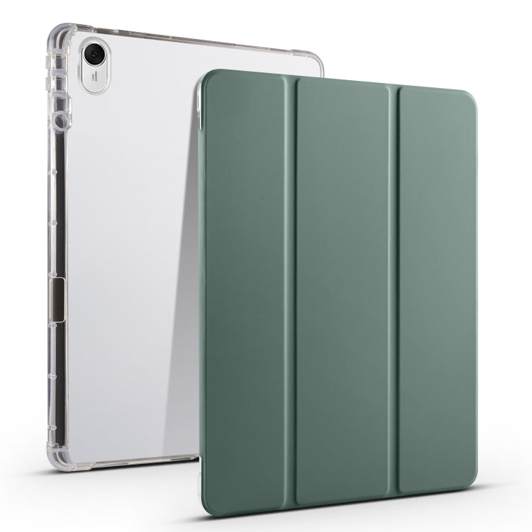 For Huawei MatePad 11.5 2023 3-folding Transparent TPU Smart Leather Tablet Case(Dark Night Green) - Huawei by PMC Jewellery | Online Shopping South Africa | PMC Jewellery