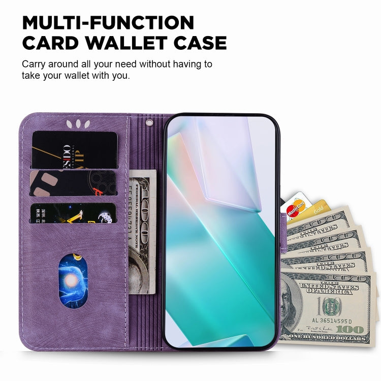 For iPhone 16e Little Tiger Embossed Leather Phone Case(Purple) - iPhone 16e Cases by PMC TechLife | Online Shopping South Africa | PMC TechLife | Buy Now Pay Later Mobicred