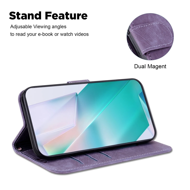 For iPhone 16 Little Tiger Embossed Leather Phone Case(Purple) - iPhone 16 Cases by PMC TechLife | Online Shopping South Africa | PMC TechLife | Buy Now Pay Later Mobicred