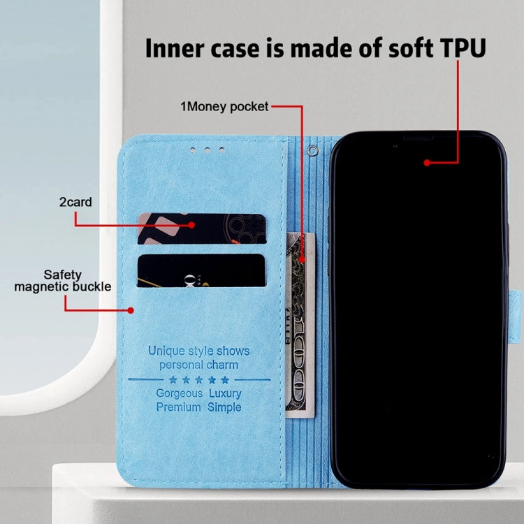 For Google Pixel 9 Skin Feeling Oil Leather Texture PU + TPU Phone Case(Light Blue) - Google Cases by PMC TechLife | Online Shopping South Africa | PMC TechLife | Buy Now Pay Later Mobicred