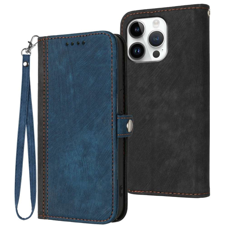 For iPhone 16 Pro Max Side Buckle Double Fold Hand Strap Leather Phone Case(Royal) - iPhone 16 Pro Max Cases by PMC TechLife | Online Shopping South Africa | PMC TechLife | Buy Now Pay Later Mobicred