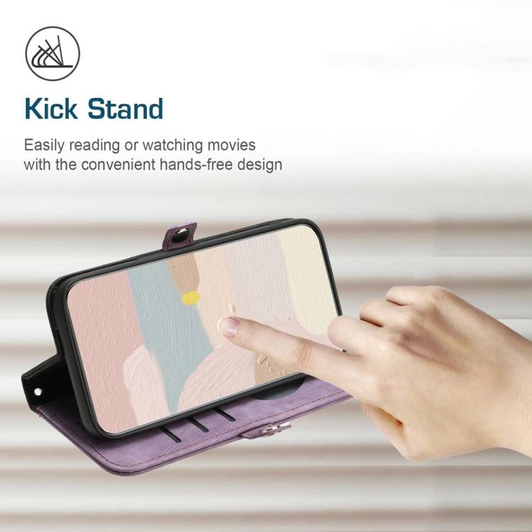 For iPhone 17 Side Buckle Double Fold Hand Strap Leather Phone Case(Purple) - free shipping - PMc TechLife - Order now!
