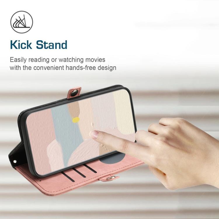 For iPhone 17 Side Buckle Double Fold Hand Strap Leather Phone Case(Pink) - free shipping - PMc TechLife - Order now!