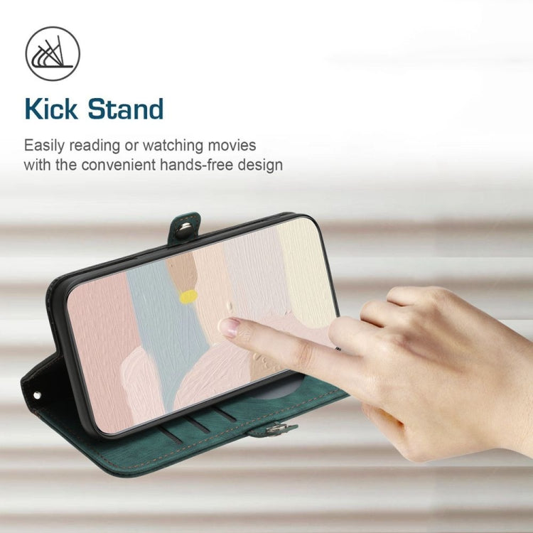 For Motorola Edge 5G 2024 Side Buckle Double Fold Hand Strap Leather Phone Case(Dark Green) - Motorola Cases by PMC Jewellery | Online Shopping South Africa | PMC Jewellery | Buy Now Pay Later Mobicred