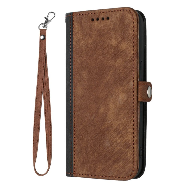 For Motorola Edge 5G 2024 Side Buckle Double Fold Hand Strap Leather Phone Case(Brown) - Motorola Cases by PMC Jewellery | Online Shopping South Africa | PMC Jewellery | Buy Now Pay Later Mobicred