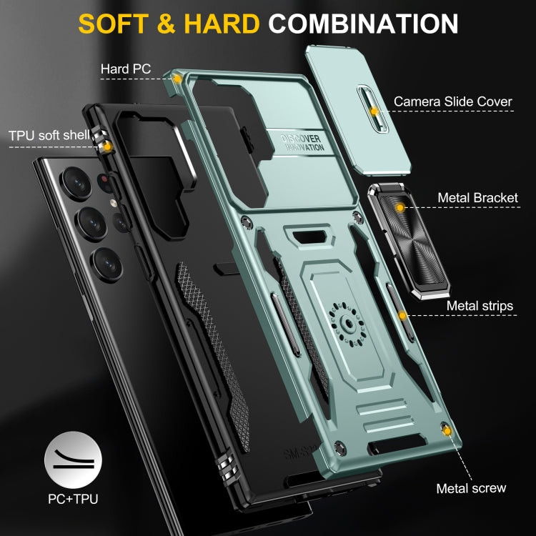 For Samsung Galaxy S24 Ultra 5G Armor PC + TPU Camera Shield Phone Case(Alpine Green) - Galaxy S24 Ultra 5G Cases by PMC TechLife | Online Shopping South Africa | PMC TechLife