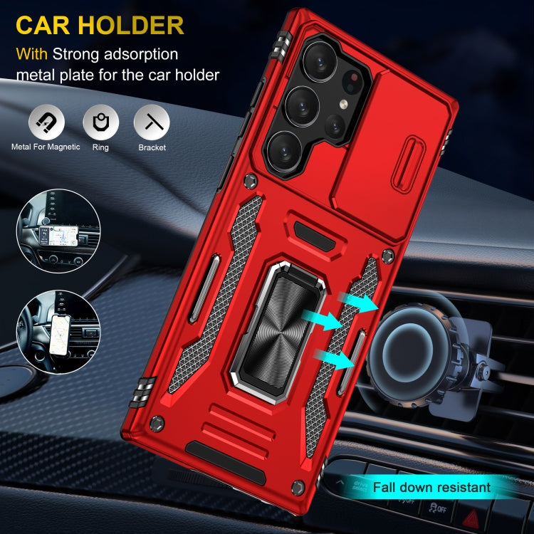 For Samsung Galaxy S24 Ultra 5G Armor PC + TPU Camera Shield Phone Case(Red) - Galaxy S24 Ultra 5G Cases by PMC TechLife | Online Shopping South Africa | PMC TechLife
