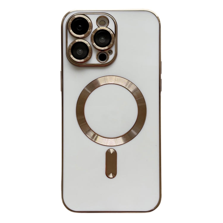 For iPhone 15 Pro Max Magsafe Plating TPU Phone Case with Lens Film(White) - iPhone 15 Pro Max Cases by PMC Jewellery | Online Shopping South Africa | PMC Jewellery