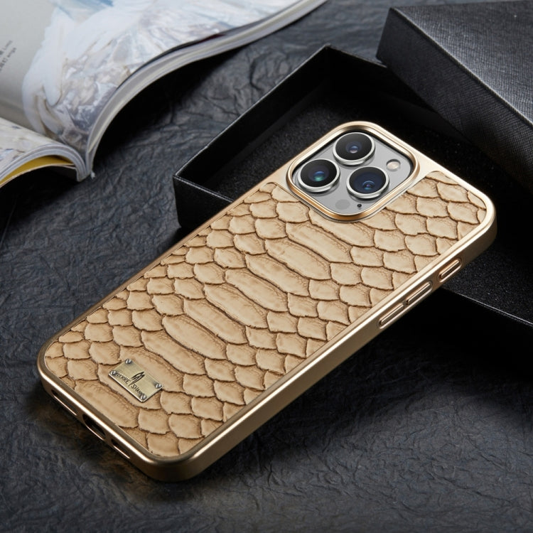 For iPhone 16 Pro Fierre Shann Python Texture Electroplating PU Phone Case(White) - free shipping - PMC Jewellery - Order now!