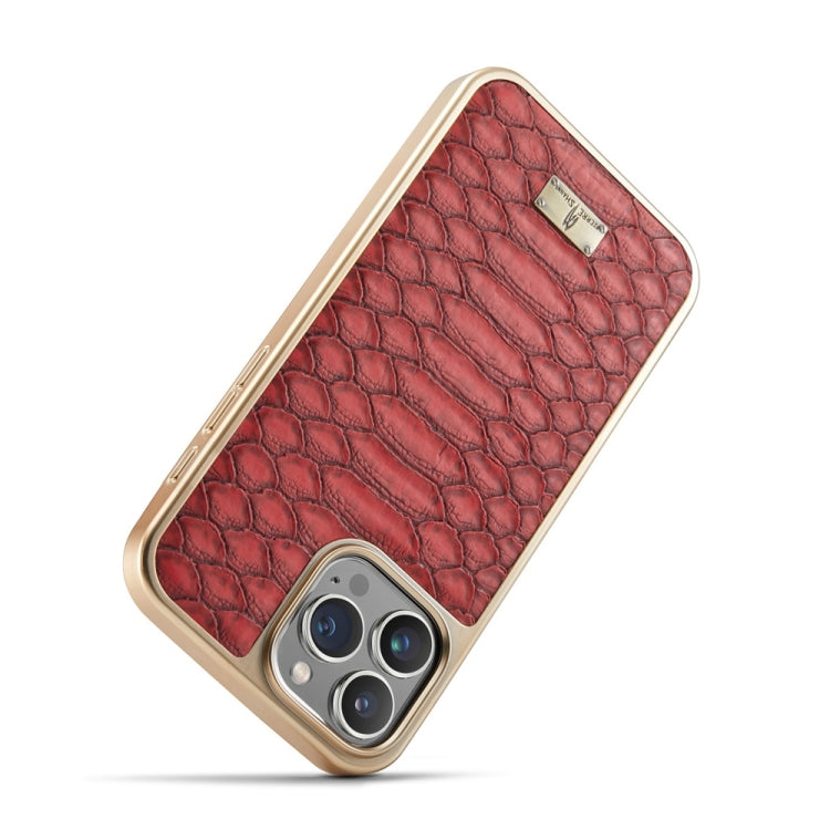 For iPhone 16 Pro Fierre Shann Python Texture Electroplating PU Phone Case(Red) - free shipping - PMC Jewellery - Order now!