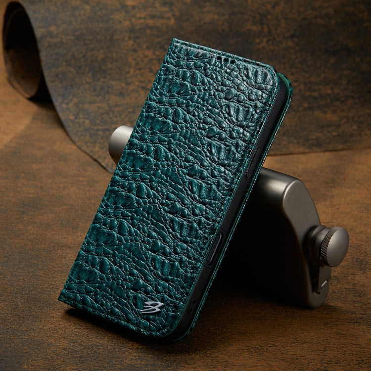 For iPhone 16 Pro Max Fierre Shann Crocodile Texture Magnetic Genuine Leather Phone Case(Green) - iPhone 16 Pro Max Cases by FIERRE SHANN | Online Shopping South Africa | PMC Jewellery | Buy Now Pay Later Mobicred