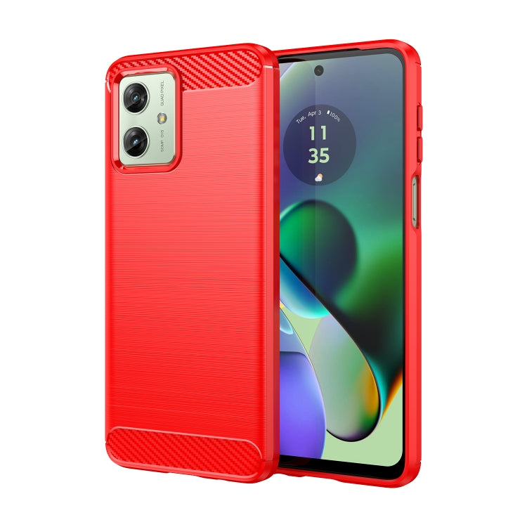 For Motorola Moto G54 Global Brushed Texture Carbon Fiber TPU Phone Case(Red) - Motorola Cases by PMC Jewellery | Online Shopping South Africa | PMC Jewellery | Buy Now Pay Later Mobicred