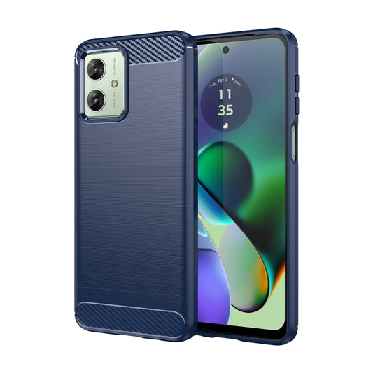 For Motorola Moto G54 Global Brushed Texture Carbon Fiber TPU Phone Case(Blue) - Motorola Cases by PMC Jewellery | Online Shopping South Africa | PMC Jewellery | Buy Now Pay Later Mobicred