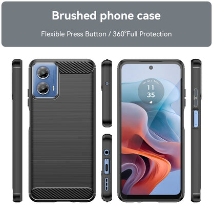 For Motorola Moto G34 Brushed Texture Carbon Fiber TPU Phone Case(Black) - Motorola Cases by PMC Jewellery | Online Shopping South Africa | PMC Jewellery