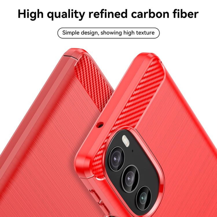 For Motorola Edge+ 2022 Brushed Texture Carbon Fiber TPU Phone Case(Red) - Motorola Cases by PMC TechLife | Online Shopping South Africa | PMC TechLife | Buy Now Pay Later Mobicred
