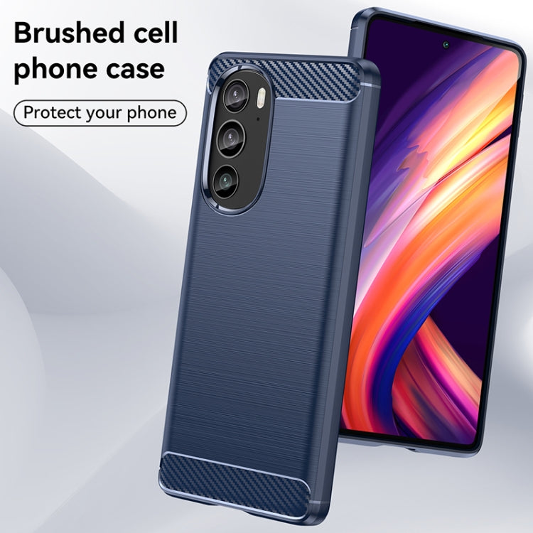 For Motorola Edge+ 2022 Brushed Texture Carbon Fiber TPU Phone Case(Blue) - Motorola Cases by PMC TechLife | Online Shopping South Africa | PMC TechLife | Buy Now Pay Later Mobicred