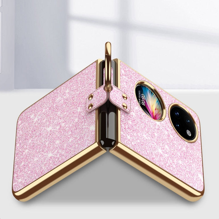 For Huawei P50 Pocket Plating Gradient Color Glitter Phone Case With Ring Holder(Black) - Huawei Cases by PMC TechLife | Online Shopping South Africa | PMC TechLife | Buy Now Pay Later Mobicred