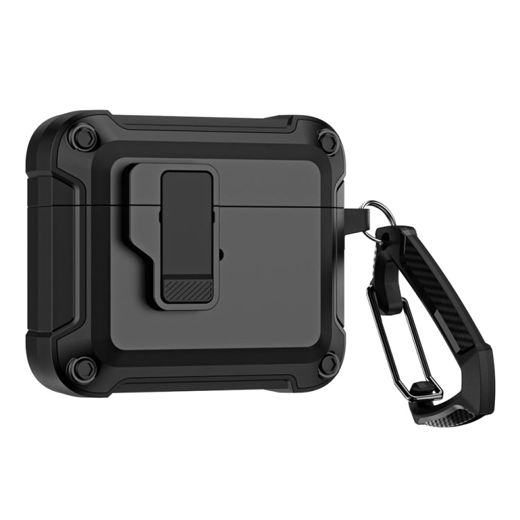 For AirPods 3 TPU + PC Wireless Bluetooth Earphone Protective Case with Switch Lock & Hook(Black) - For AirPods 3 by PMC Jewellery | Online Shopping South Africa | PMC Jewellery | Buy Now Pay Later Mobicred