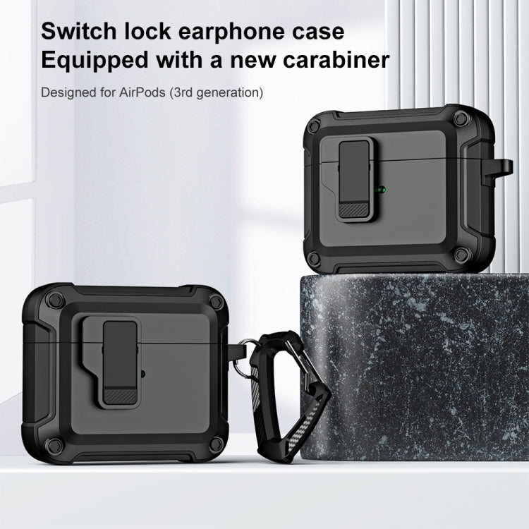 For AirPods 3 TPU + PC Wireless Bluetooth Earphone Protective Case with Switch Lock & Hook(Blue) - For AirPods 3 by PMC Jewellery | Online Shopping South Africa | PMC Jewellery | Buy Now Pay Later Mobicred