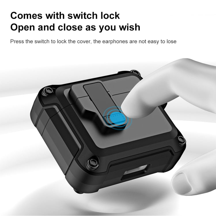 For AirPods 3 TPU + PC Wireless Bluetooth Earphone Protective Case with Switch Lock & Hook(Royal Blue) - For AirPods 3 by PMC Jewellery | Online Shopping South Africa | PMC Jewellery | Buy Now Pay Later Mobicred