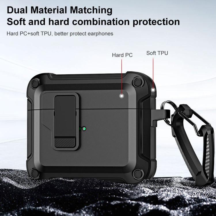 For AirPods 3 TPU + PC Wireless Bluetooth Earphone Protective Case with Switch Lock & Hook(Blue) - For AirPods 3 by PMC Jewellery | Online Shopping South Africa | PMC Jewellery | Buy Now Pay Later Mobicred