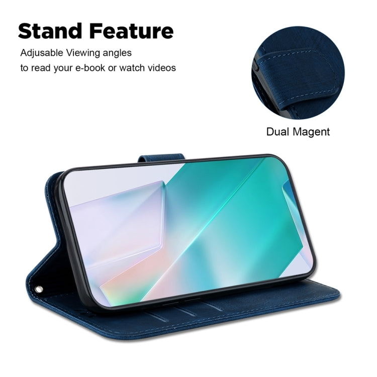 For Motorola Edge 2024 Little Tiger Embossed Leather Phone Case(Dark Blue) - Motorola Cases by PMC Jewellery | Online Shopping South Africa | PMC Jewellery | Buy Now Pay Later Mobicred