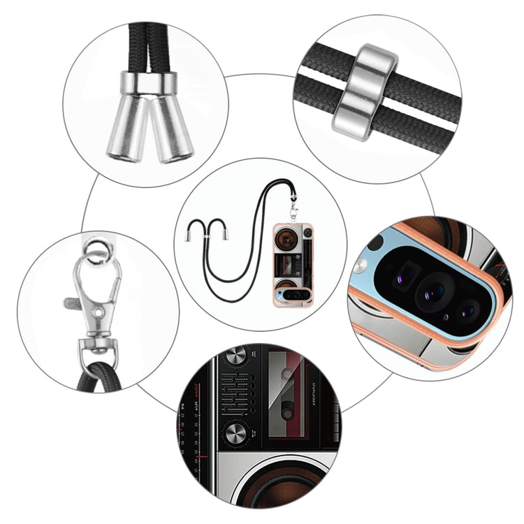 For Google Pixel 9 Pro XL Electroplating Dual-side IMD Phone Case with Lanyard(Retro Radio) - Google Cases by PMC TechLife | Online Shopping South Africa | PMC TechLife | Buy Now Pay Later Mobicred