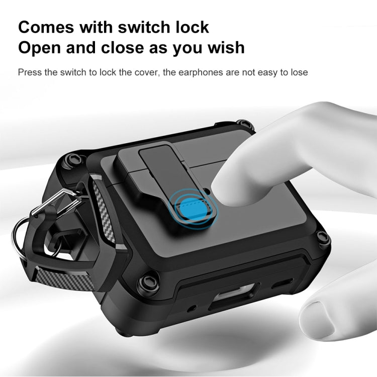 For AirPods Pro 2 TPU + PC Wireless Bluetooth Earphone Protective Case with Switch Lock & Hook(Blue) - For AirPods Pro 2 by PMC Jewellery | Online Shopping South Africa | PMC Jewellery | Buy Now Pay Later Mobicred