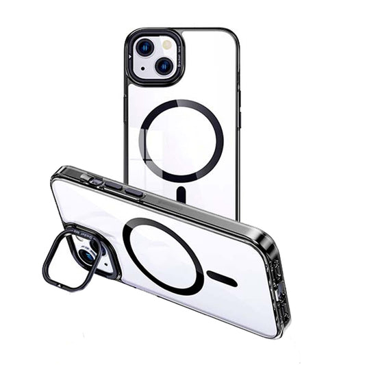 For iPhone 13 MagSafe Magnetic Invisible Holder Transparent Phone Case(Black) - iPhone 13 Cases by PMC Jewellery | Online Shopping South Africa | PMC Jewellery