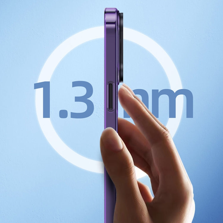 For iPhone 14 Pro Max MagSafe Magnetic Invisible Holder Transparent Phone Case(Blue) - iPhone 14 Pro Max Cases by PMC TechLife | Online Shopping South Africa | PMC TechLife