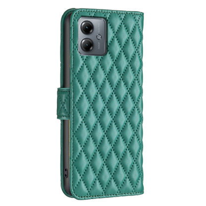 For Motorola Moto G14 4G Diamond Lattice Wallet Flip Leather Phone Case(Green) - Motorola Cases by PMC Jewellery | Online Shopping South Africa | PMC Jewellery | Buy Now Pay Later Mobicred